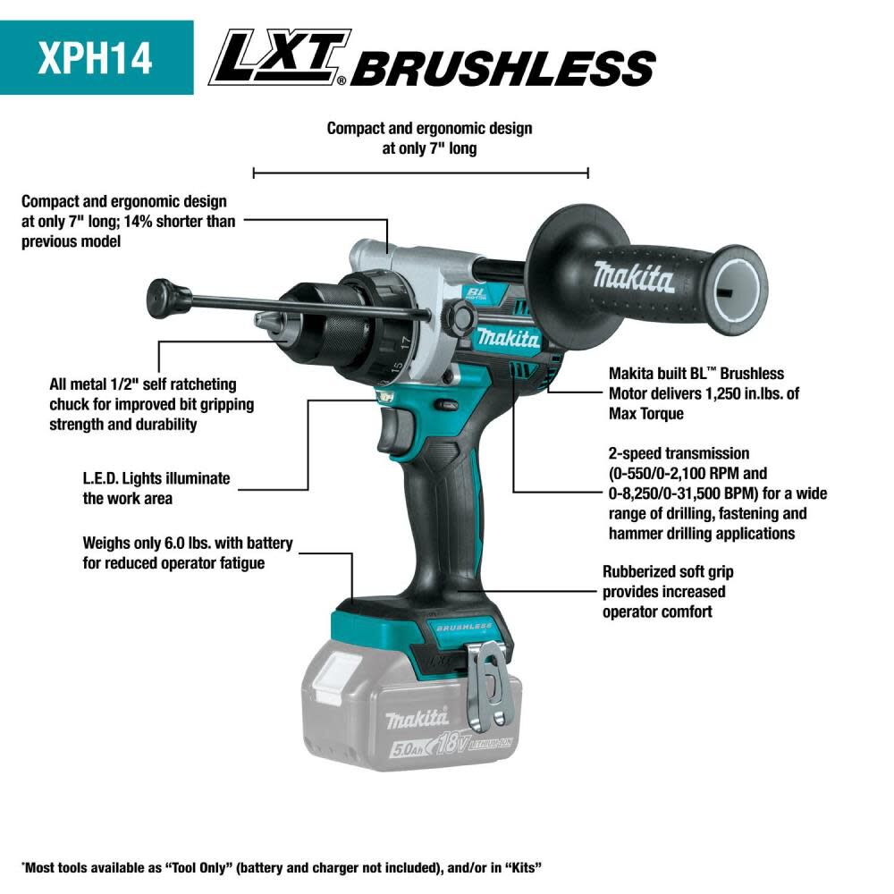 Makita 18V LXT 2 Piece Combo Kit Lithium Ion Brushless Cordless XT288G from Makita