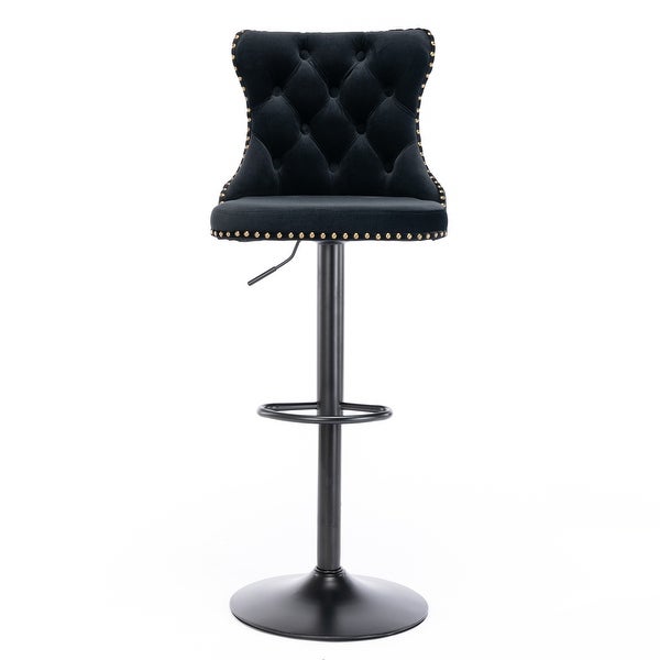 Swivel Velvet Barstools Adjusatble Seat Height from 25-33 Inch Upholstered Bar Stools with Backs