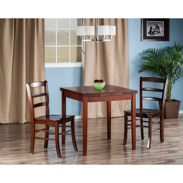 Winsome Pulman 3-piece Extension Dining Table Set with 2 Ladder-back Chairs