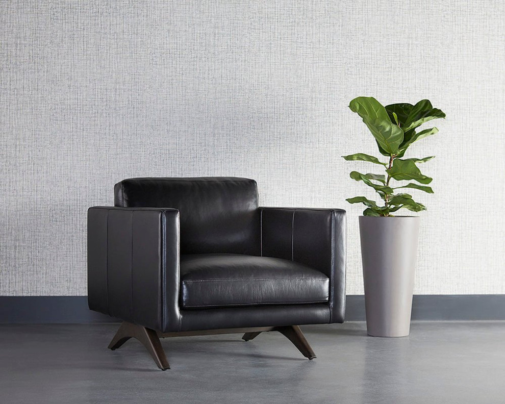 Geordi Armchair   Cortina Black Leather   Midcentury   Armchairs And Accent Chairs   by Rustic Home Furniture Deco  Houzz