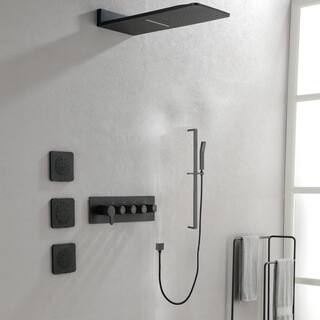 Utopia 4niture Buma 3-Spray Patterns with 2.0 GPM 21.6 in. Wall Mount Dual Shower Heads wHandheld Shower and Body Jets in Matte Black HAW928S00040