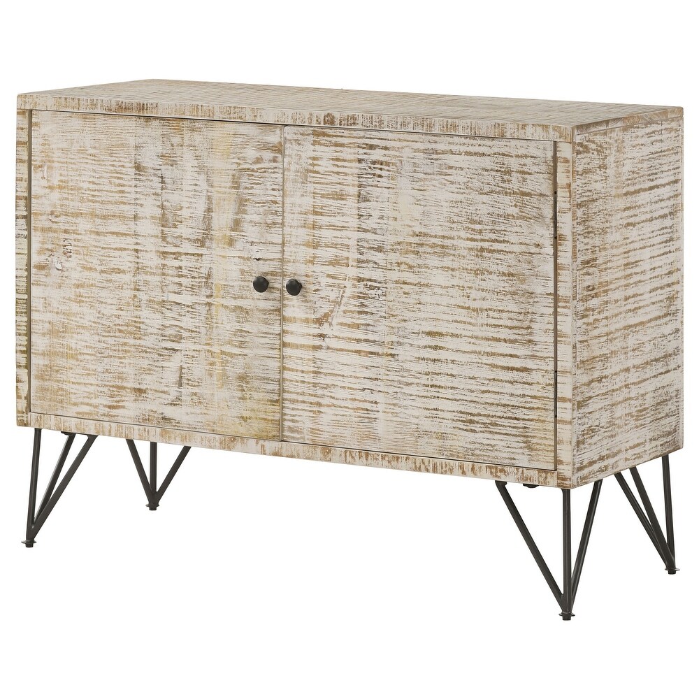 Coaster Furniture Eileen Rectangular 2 door Accent Cabinet Natural And White Washed   40.00'' x 16.00'' x 30.00''