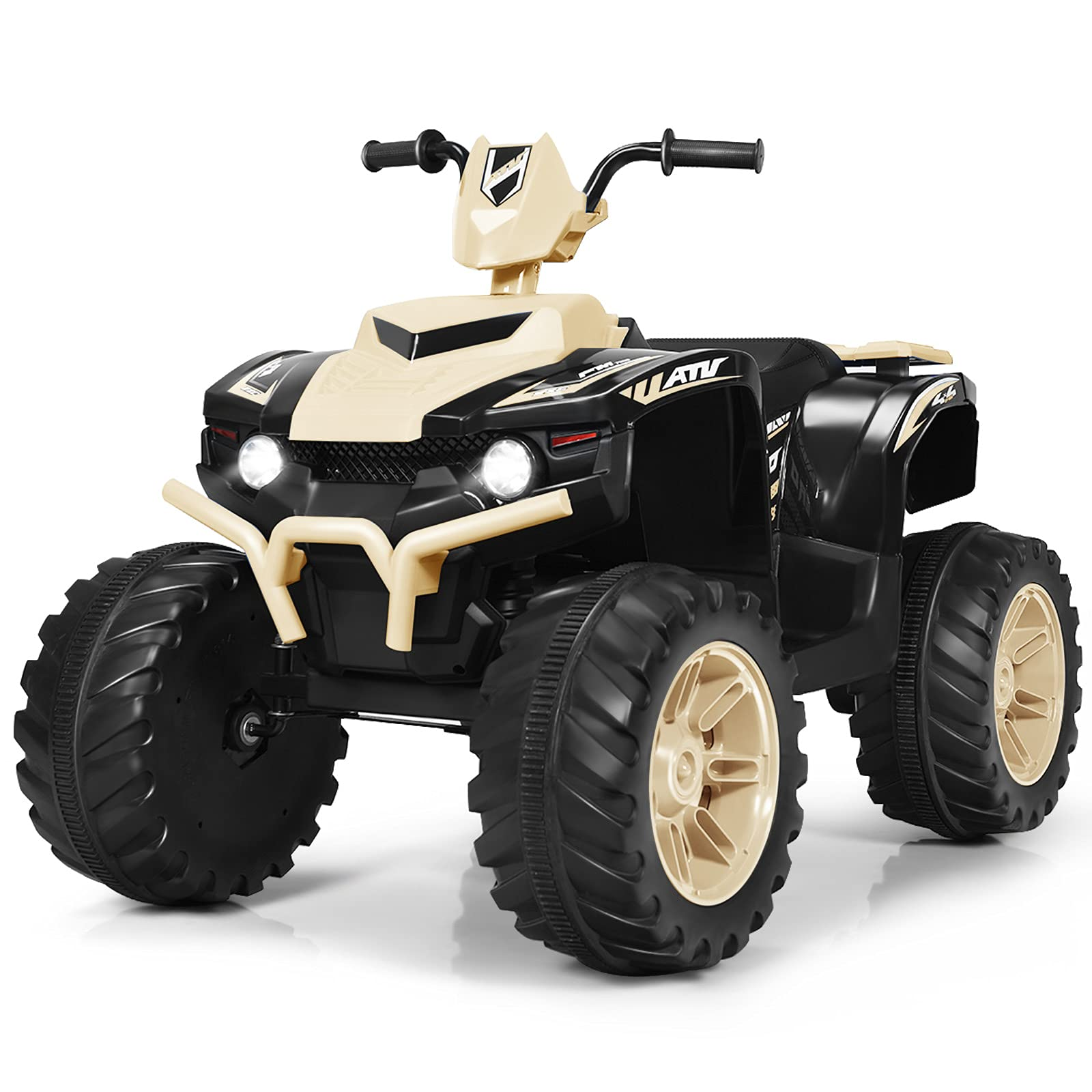 Costzon Kids ATV, 12V Battery Powered Electric Vehicle w/ LED Lights, High & Low Speed