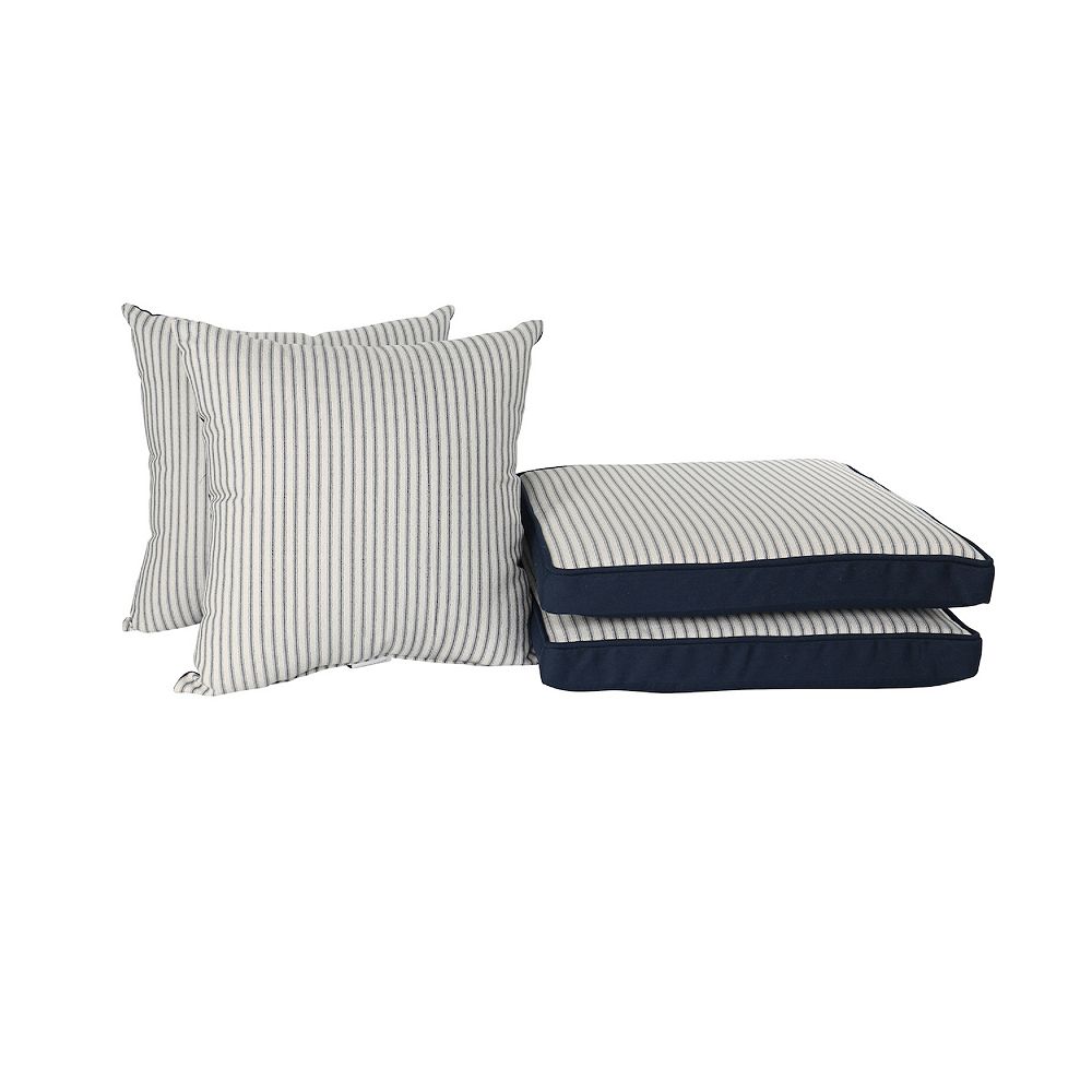 HFI O'Mini Ticking Stripe 4-piece Back Pillow and Seat Cushion Set