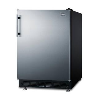 Summit Appliance 23.63 in. 4.9 cu.ft. Mini Refrigerator in Stainless Steel and Black with Freezer CT66BK2SSRS