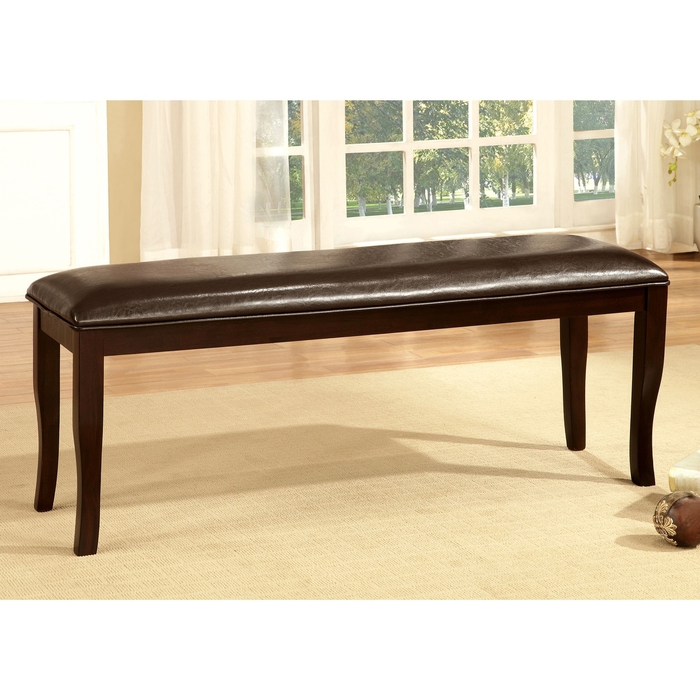 Zita Contemporary Dark Cherry Faux Leather Padded Seat Bench by Furniture of America