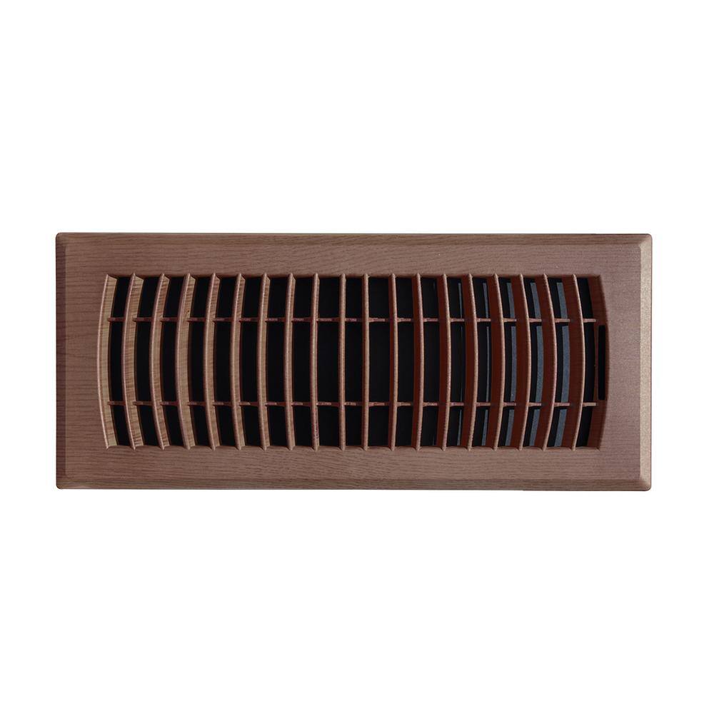 Hampton Bay Faux Wood 4 in. x 10 in. Plastic Floor Register in Mahogany Grain E1431M04X10