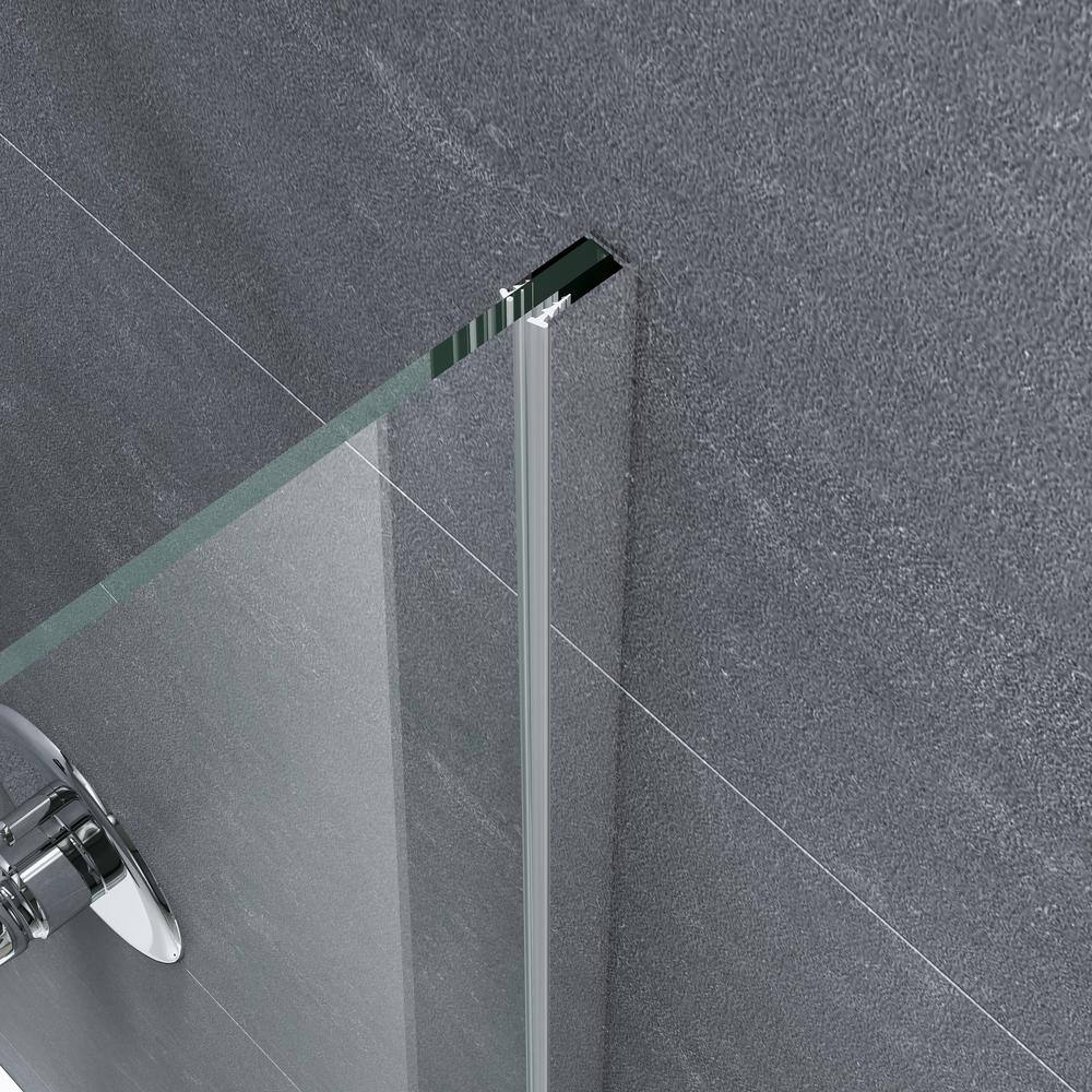 FELYL Caffee 48 in. W x 58 in. H GYM Use Pivot Frameless Tub Door in Bright Gray Finish with Water Repellent Clear Glass FL81024858C