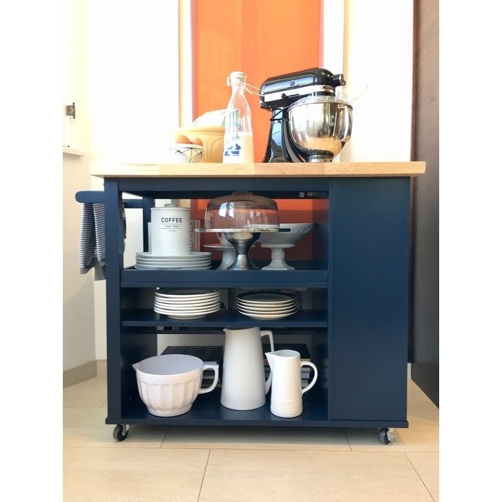 angelo:HOME Kitchen Island/Cart - Boston (Navy)