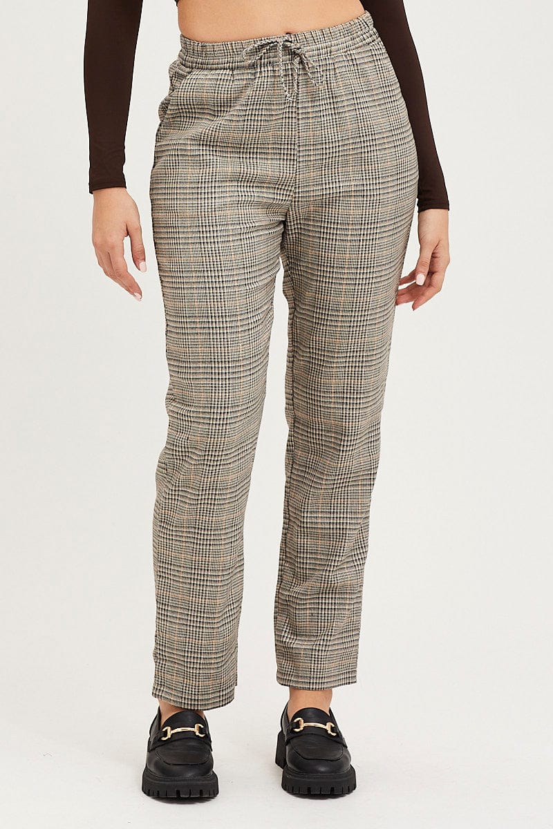Check Slim Pants High Rise