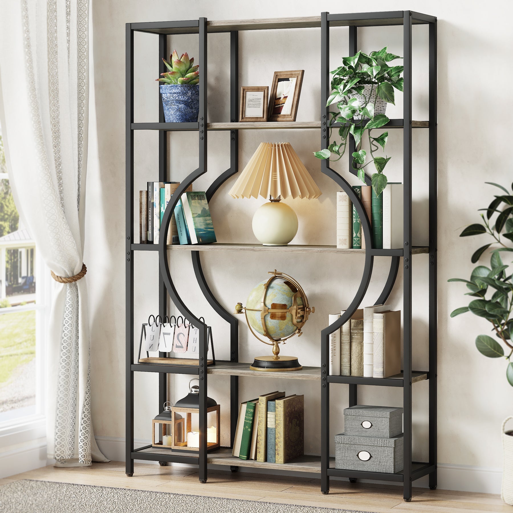 5-Tier Bookshelf, Industrial Bookcase Shelving Unit for Home Office