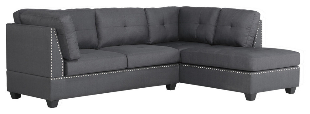 Edelweiss 2 piece set Sectional sofa  Dark Gray Color   Transitional   Sectional Sofas   by Lexicon Home  Houzz