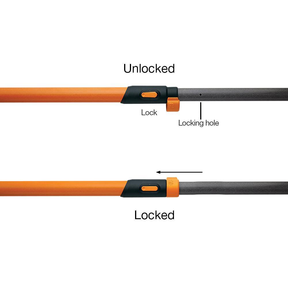 Fiskars PowerLever 1-18 in. Cut Capacity Steel Saw Blade 15 in. Fiberglass Pole 14 ft. Tree Pruner 393981-1002