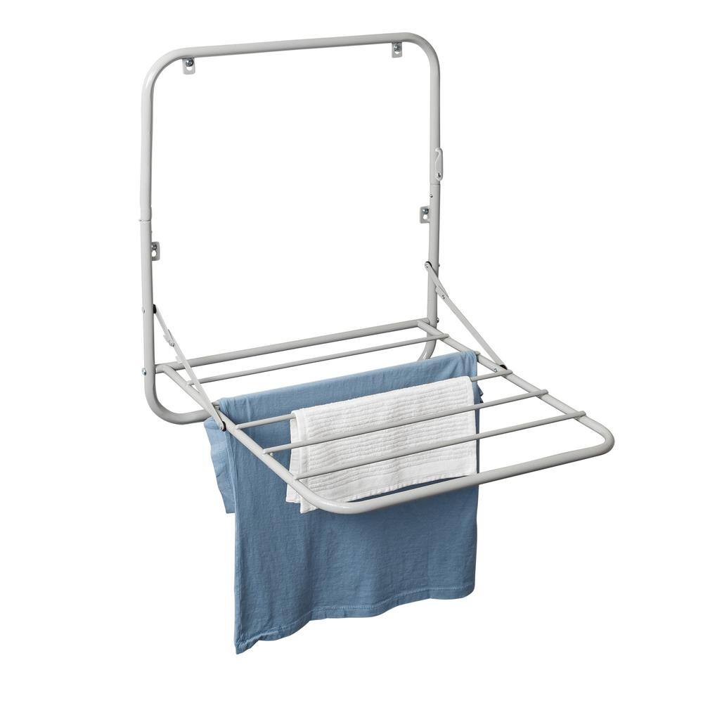 Honey-Can-Do 24.25 in. H x 21 in. W x 18.5 in. D Collapsible Wall-Mounted or Over-the-Door Steel Clothes Drying Rack in Gray DRY-09793