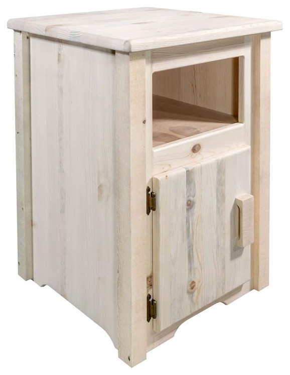 Montana Woodworks Homestead Wood End Table with Door in Natural Lacquered   Rustic   Side Tables And End Tables   by Homesquare  Houzz