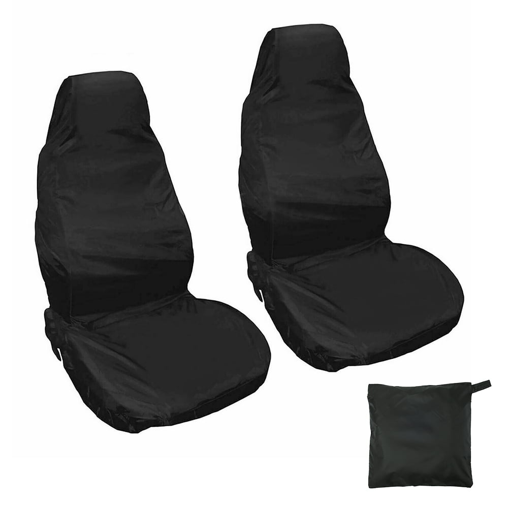 NKTIER 2PCS Waterproof Car Seat Cover Heavy Duty Polyester Universal Car Seat Protector Foldable Black Car Front Seat Covers