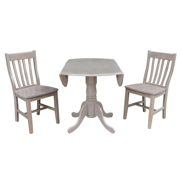 42 inch Drop Leaf Table with Two Slat Back Dining Chairs - 3 Piece Set