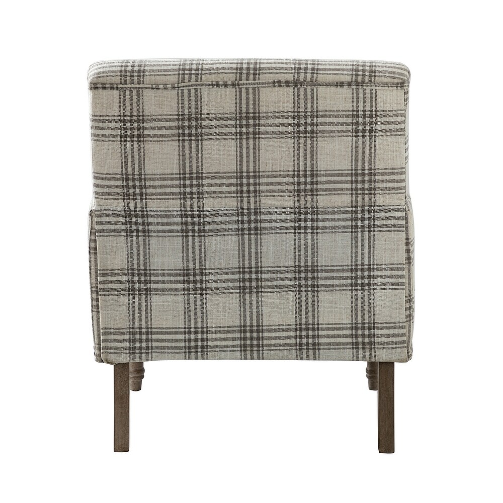 Geltrude Farmhouse Vintage Plaid Accent Armchair with Nailhead Trim by HULALA HOME