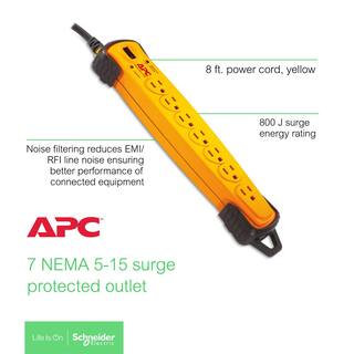 APC Yellow SurgeArrest 8-ft Surge Protector with 7 outlets Power-Saving  dataline protection PDIY7