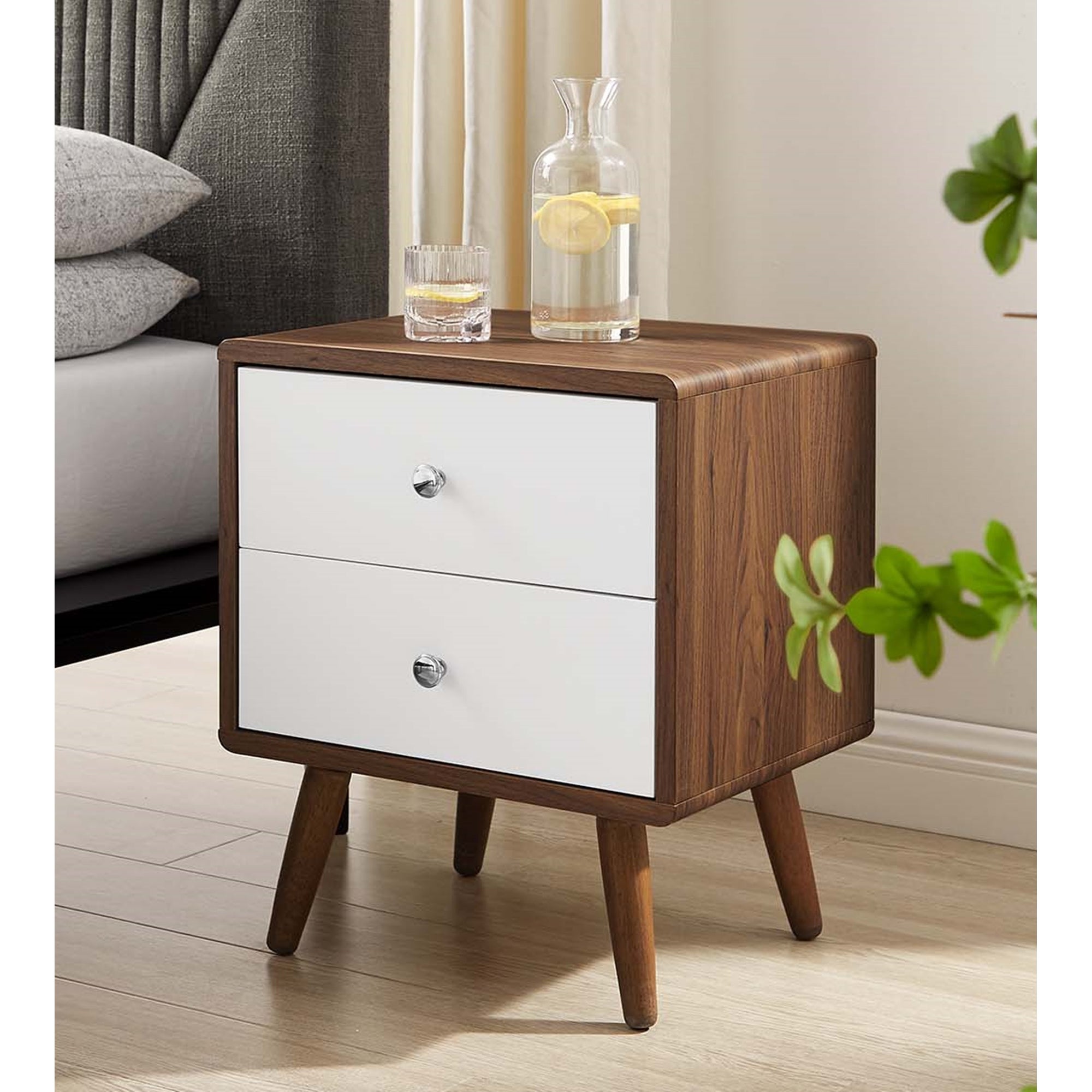 Arbor Mid-century Modern Two-tone Wooden 2-Drawer Nightstand - - 37172008