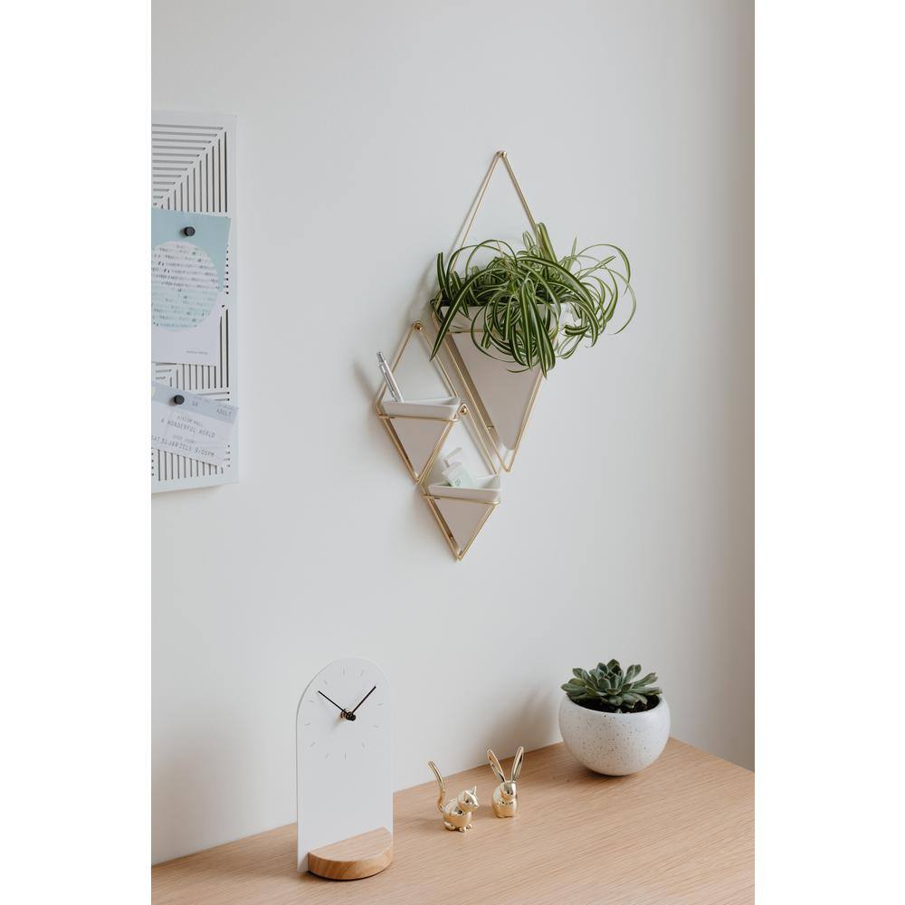 Umbra Trigg Wall Display 2 Small WhiteBrass Ceramic Planter 470753-524