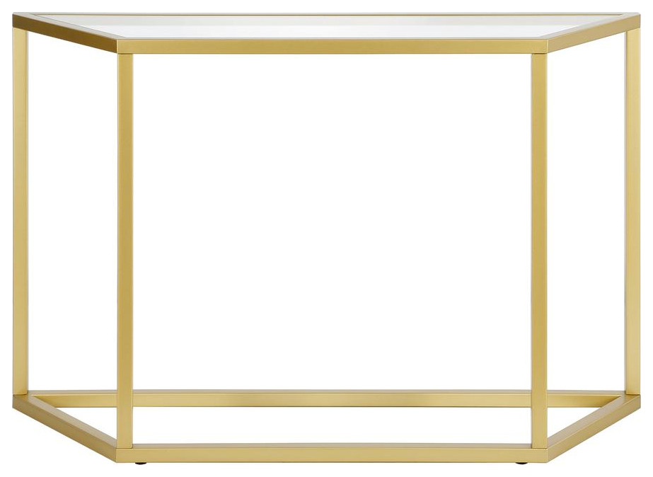 Levi 44  x27 x27Wide Trapezoid Console Table in Brass   Contemporary   Coffee Tables   by BisonOffice  Houzz