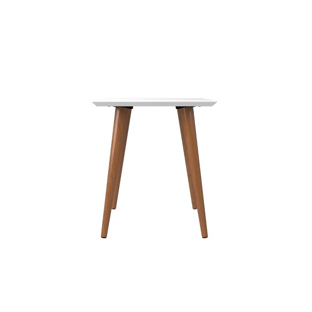 Utopia High Square End Table With Splayed Wooden Legs Gloss White Manhattan Comfort