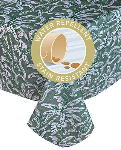 Newbridge Rafiki Green Tropical Jungle Print Indoor/Outdoor Fabric Napkins - Rainforest, Monkey and Palm Tree Theme, Water and Stain Resistant Tablecloth, 70 Round Zippered Umbrella Tab