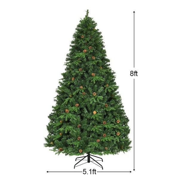 Gymax PreLit 8' Premium Spruce Artificial Christmas Tree Hinged 660