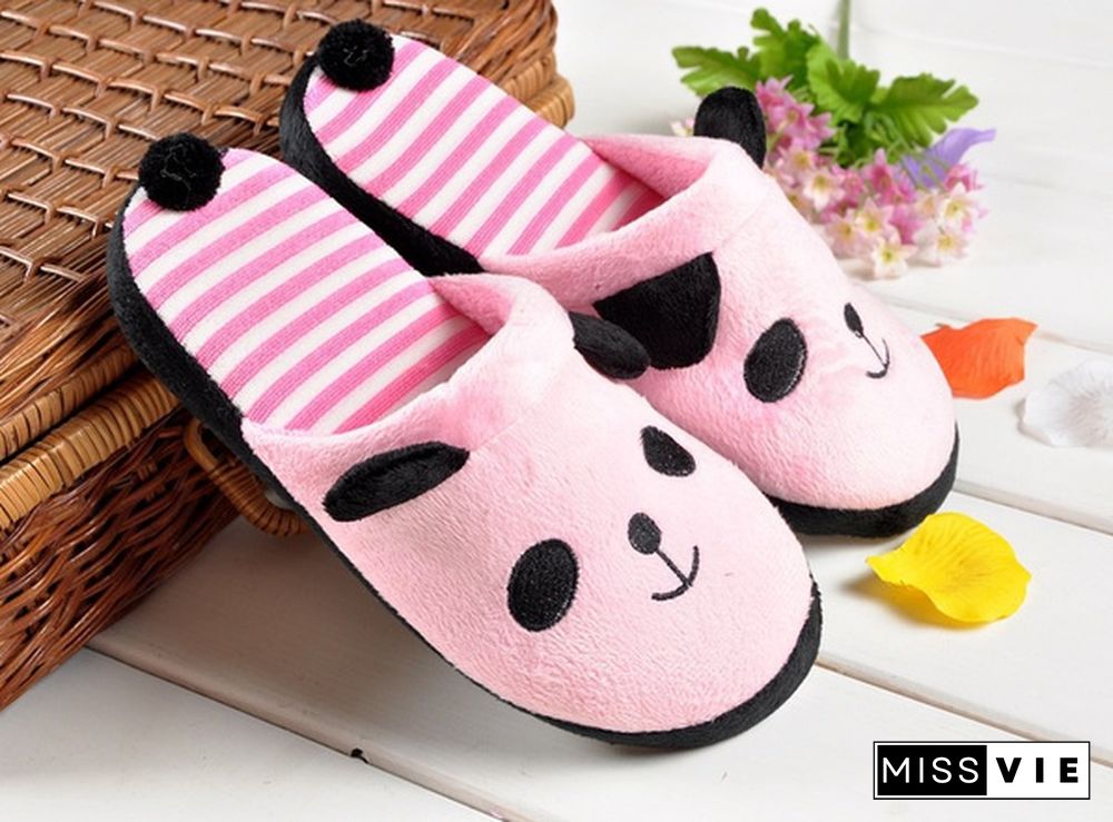 1Pair Cute Women Winter Plush Slipper Cute Panda Indoor Slippers Soft Soled Women's Cotton Slippers