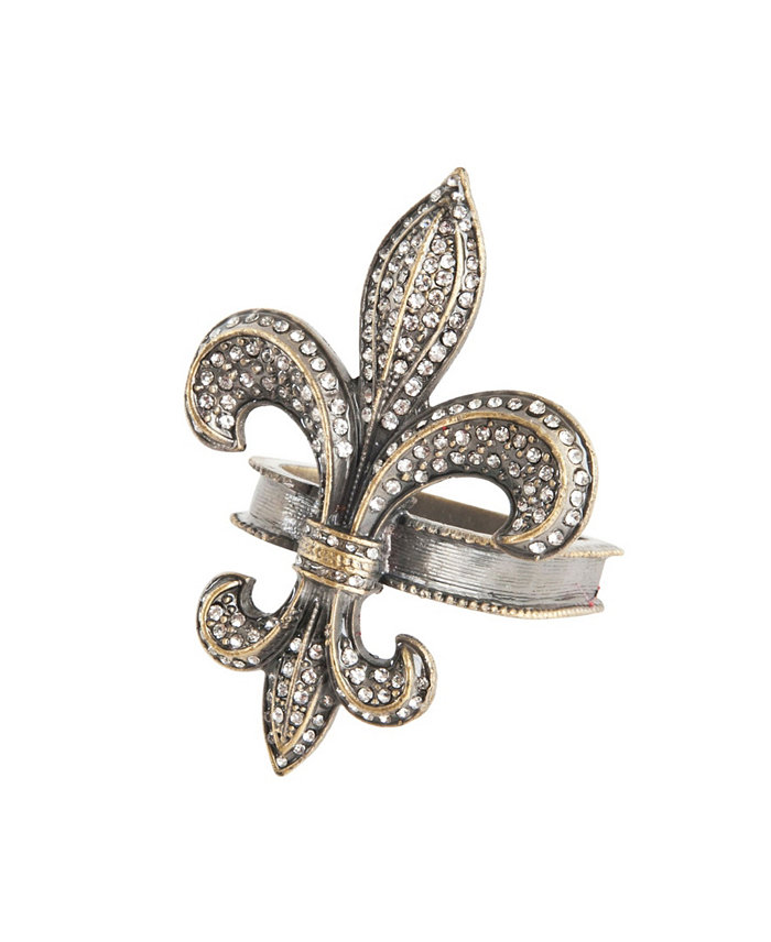 Saro Lifestyle Fleur-De-Lis Design Napkin Ring Set of 4