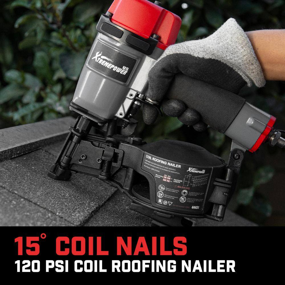 XtremepowerUS Professional Coil Roofing Nailer 1-34 in. Cordless Nail Gun Pneumatic Air Tools 44431