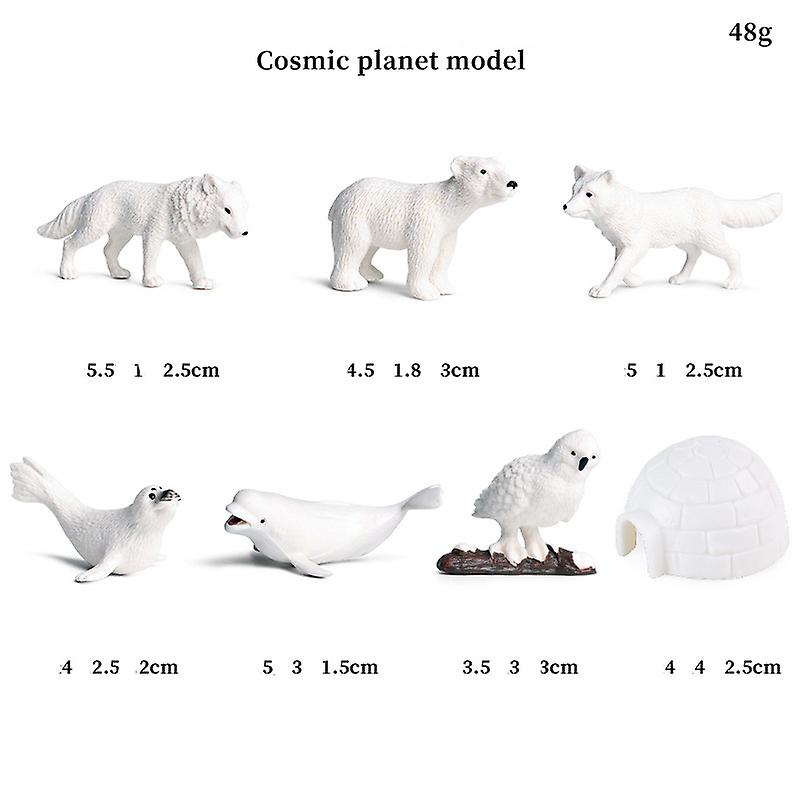 7pcs Arctic Small Animals Simulation Wild Ornament Kids Toy