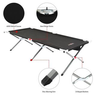 VINGLI MilitaryArmy Aluminum Black Folding Camping Cot with Travel Bag VL-G58000102