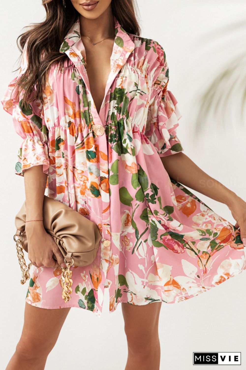 Something Sweet Floral Shirt Dress