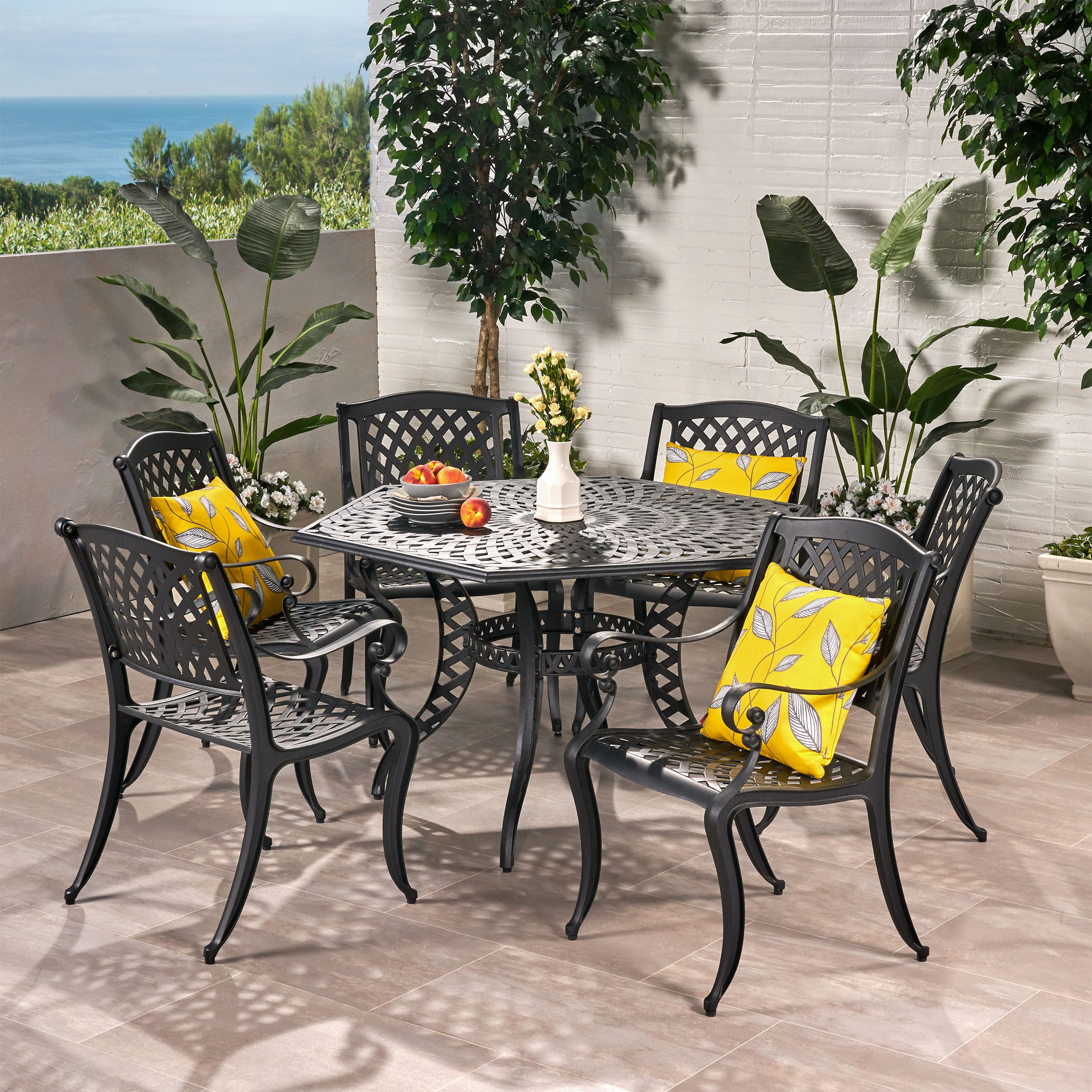 Hammond 7 Piece Bronze Cast Aluminum Outdoor Dining Set