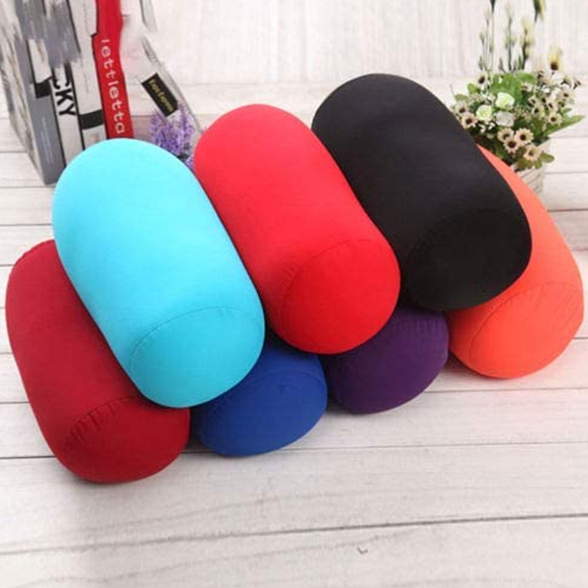 Meihuida Creative Soft Micro Bead Roll Car Cushion Neck Head Leg Back Support Bolster Bed Pillow