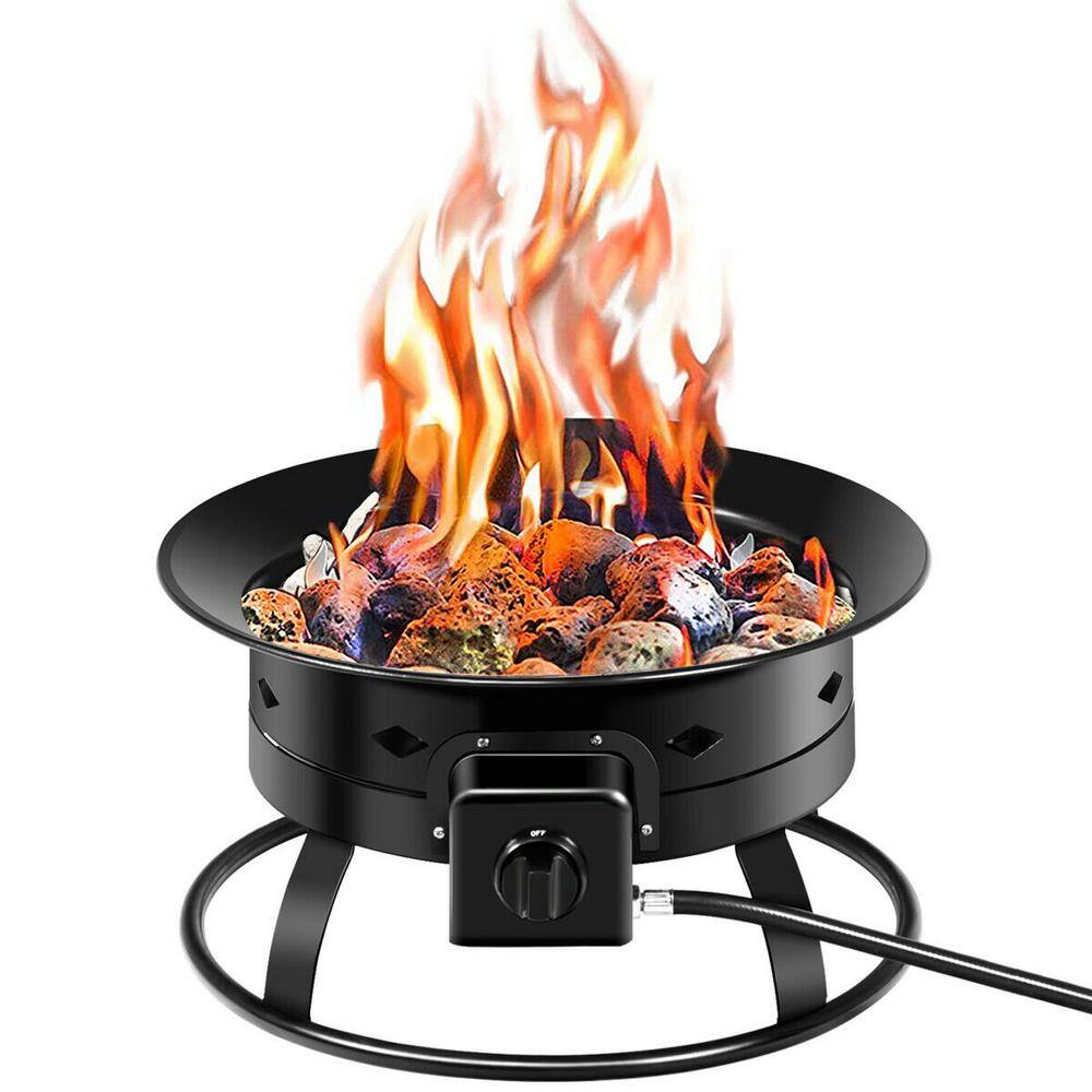 Costway 19 in. W x 12 in. H Outdoor Iron Black with Powder Coating Fire Pit HW53792