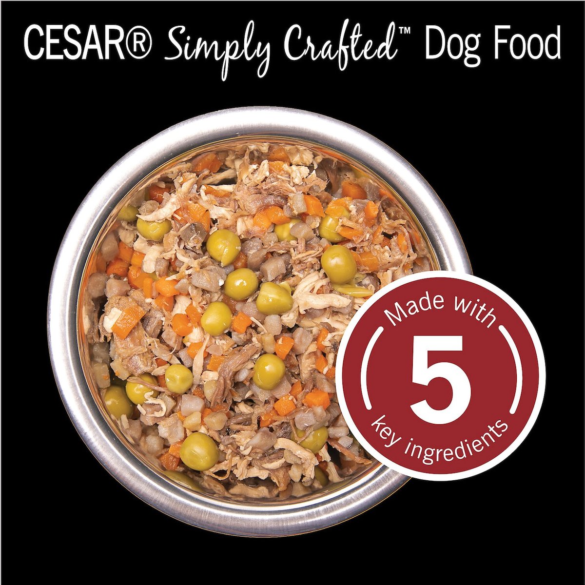 Cesar Simply Crafted Beef， Chicken， Purple Potatoes， Peas and Carrots Wet Dog Food Topper