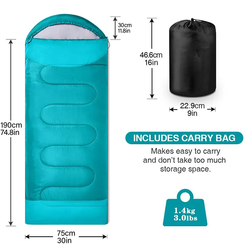 3 Season Portable Envelope Sleeping Bag Blanket Fashionable Design Polyester Pongee