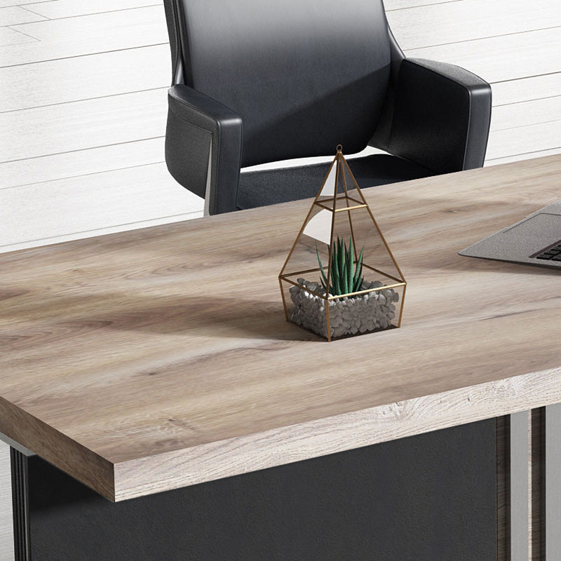 AFTAN Executive Desk with Pedestal & Left Mobile Return 180cm - Warm Oak & Black