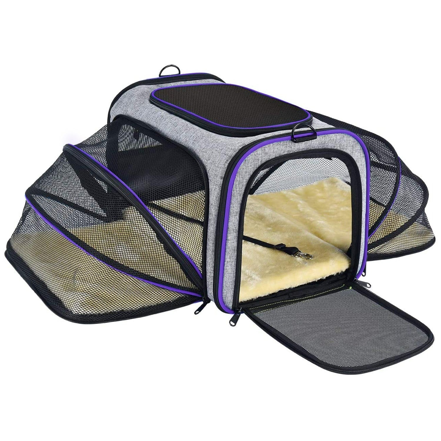 Semiocthome Expandable Foldable Pet Carrier Bag， Airline Approved，Purple