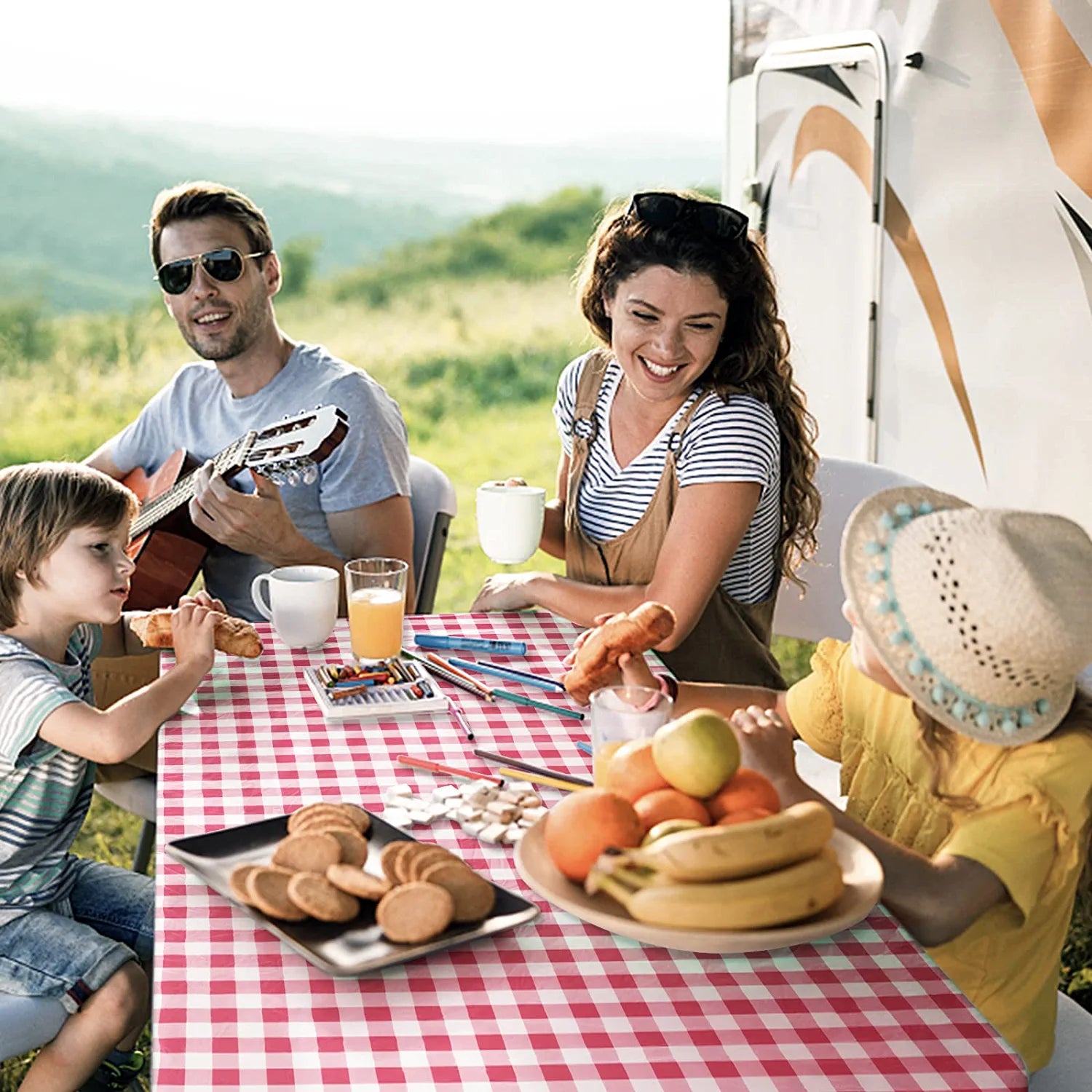 UMINEUX Picnic Table Cover with Bench Covers Fitted Table Clothes for 6 Foot Rectangle Tables Vinyl Flannel Backing with Elastic Edge -for Outdoor/Indoor Party&Dining(30x72 Inch,3-Pieces, Red Plaid)