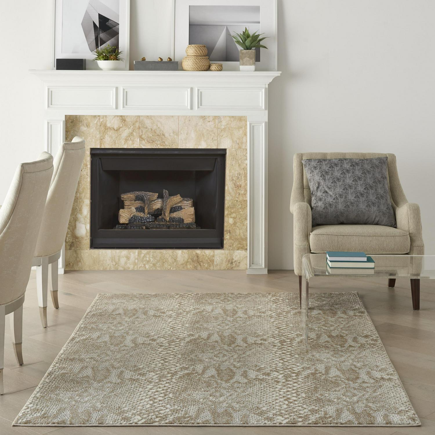 Nourison Solace Modern Animal Print Ivory Beige 582173  x 782173  Area Rug (58242 x 78242)  Crowdfused