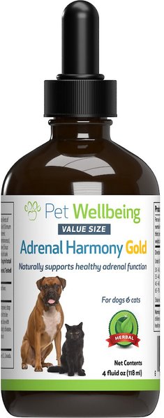 Pet Wellbeing Adrenal Harmony Gold Bacon Flavored Liquid Supplement for Dogs and Cats