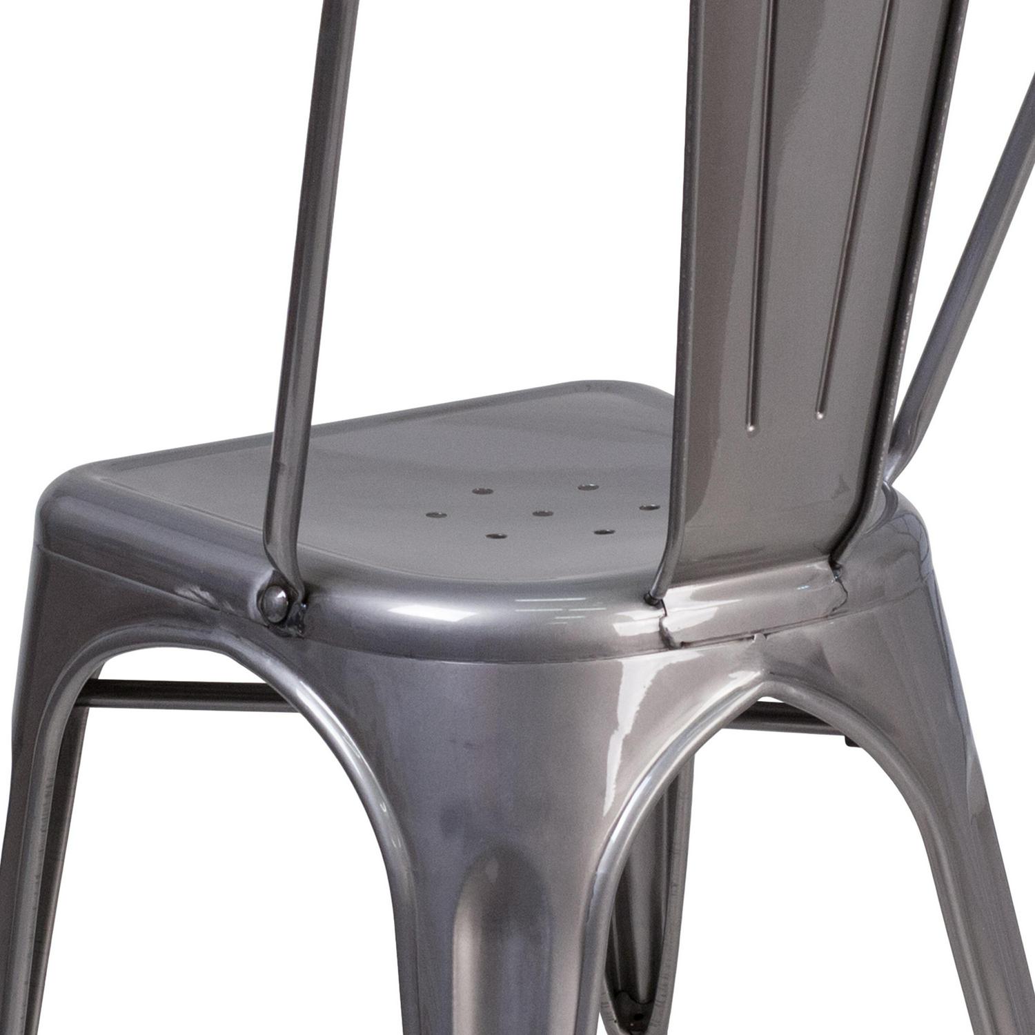 Flash Furniture Clear Coated Metal Indoor Stackable Chair