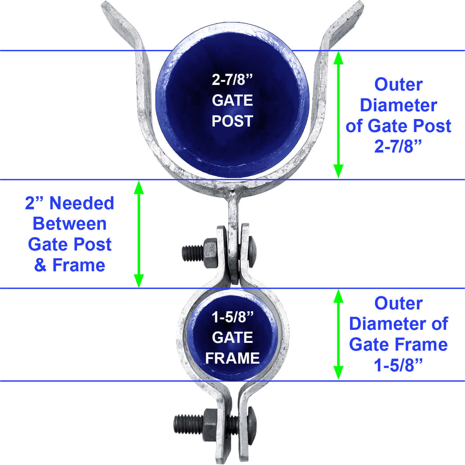 Jake Sales Brand - 1-5/8” x 2-7/8” - Chain Link Fork Latch - Galvanized - Each