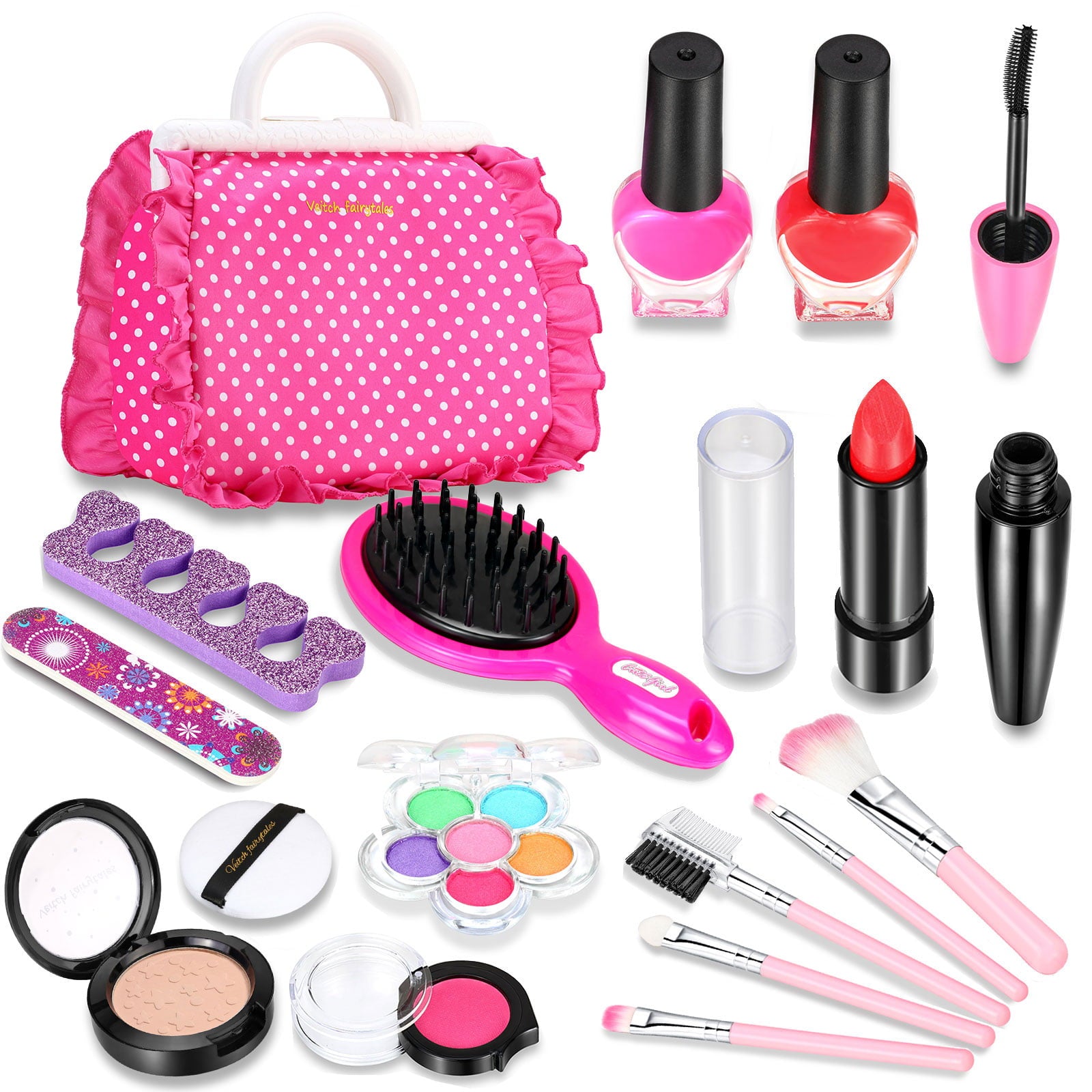 Kids Makeup kit for Girl，Washable Real Makeup Set Toys with Girls Tote Bag， Princess Makeup Set Toys for Birthday Gifts for 3 4 5 6 7 8 9 and Up Year Old Girl and Kids