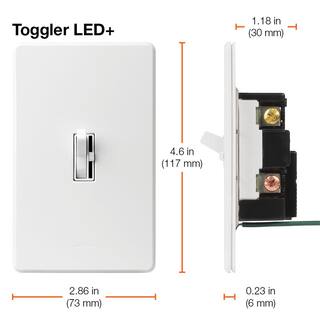 Lutron Toggler LED+ Dimmer Switch for Dimmable LED Bulbs 150W LEDSingle-Pole or 3-Way Light Almond (TGCL-153PH-LA) TGCL-153PH-LA