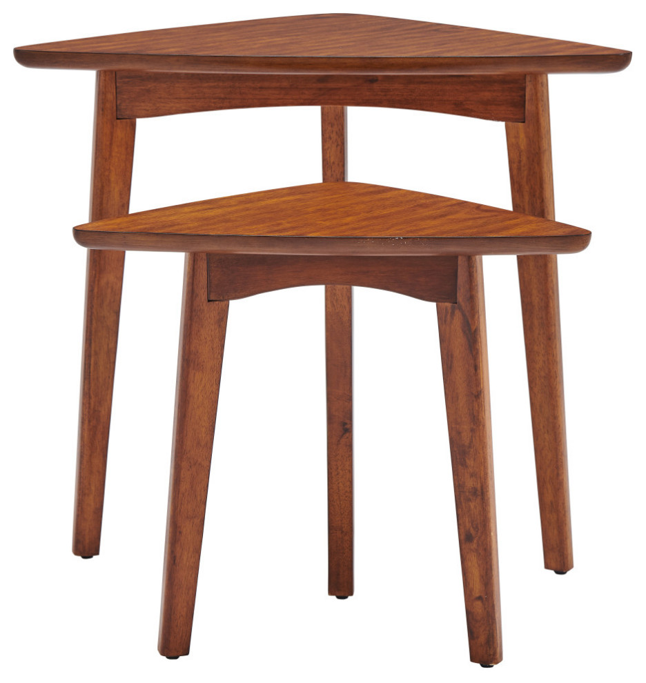 Monterey 24 quotWood Triangular Nesting End Tables  Set of Two  Warm Chestnut   Midcentury   Coffee Table Sets   by Bolton Furniture  Inc.  Houzz